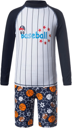 Julysand Toddler Boys Rash Guard Sets Baseball Long Sleeve Swimsuit Two Piece Swimwear Sun Protection Suit