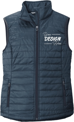INK STITCH Women L851 Custom Personalized Embroidery Logo Texts Puffer Packable Winter Vests River Blue X-Small