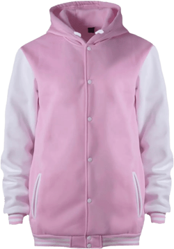 Women's Baseball Varsity Jackets with Hood Stylish Color Contrast Bomber Jacket Sweatshirt Hoodies Pink Large