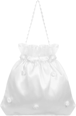 BESTOYARD 9x8 Inches Satin Bridal Wedding Money Bag Embroidery Silk Decorated Bag with Pearl, Bridal Dolly Bag Money Bag Bridal Showers Pouch Bag Women Handbag