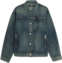 Zip Pockets Denim Jacket, Light Blue Indigo