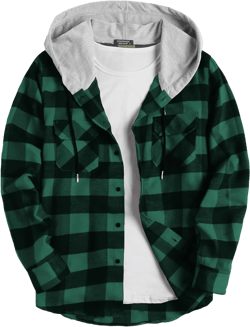 COOFANDY Men's Plaid Hoodie Flannel Shirt Jacket Long Sleeve Casual Fashion Button Shirts