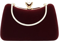 Women Temperament Velvet Banquet Bag Dinner Clutch Party Evening Dress Clutch Bag Burgundy
