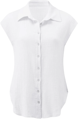 Womens Short Sleeve Button Down Shirt Collared V Neck Blouse Summer Cotton Linen Tops Loose Fit Casual Dressy Clothes #06 White Small
