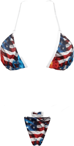 Women Bikini Clear Straps Cheeky Micro Thongs Sets Halter String Swimsuit Triangle Bathing Suit Sexy Swimwear Large Fire American Flag