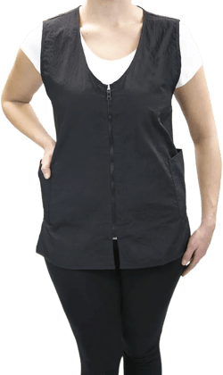 CHARLENE Long Zipper Stylist Vest with Pockets Small Black