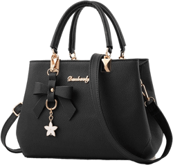 Dreubea Womens Handbag Tote Shoulder Purse Leather Crossbody Bag Black