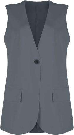 COTECRAM 2024 Vest Tops for Women Trendy Summer Sleeveless Blazer Jackets Button Casual Open Front Waistcoat Dressy Suit Vest X-Large A Dark Gray