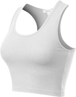MixMatchy Women's Casual Basic Sports Crop Tank Tops Racerback Running Yoga Tanks Cotton Sleeveless Gym Shirts Small White