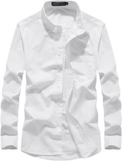 Men's Casual Cotton Regular Fit Long Sleeve Button Down Shirts, Camp Shirts with Chest Pockets X-Small White