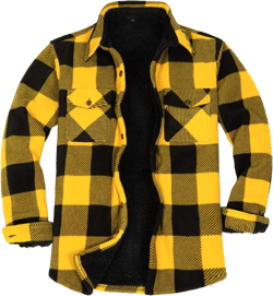 ZENTHACE Men's Warm Sherpa Lined Fleece Plaid Flannel Shirt Jacket(All Sherpa Fleece Lined) X-Large Buffalo Plaid Yellow Black