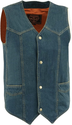Milwaukee Leather DM1310 Men's Black Classic Denim Western Style Cowboy Biker Vest w/Snap Button Closure Blue 5X-Large