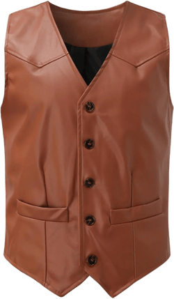 Vintage Leather Vest for Men Casual V Neck Button Down Waistcoat Slim Fit Western Cowboy Vest Sleeveless Jacket Winter 4X-Large Brown