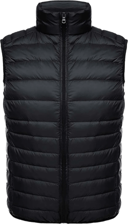 Men's Puffer Vest Windproof Winter Outdoor Zipper Sleeveless Warm Puffey Jacket Lightweight Packable Puffer Vest X-Large Black