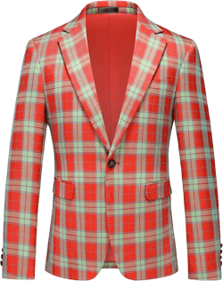 MOGU Men's Plaid Casual Suit Blazer Jackets - Slim Fit Checkered Sports Coat Red 42