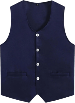 Womens Mens Button Vest Adult Volunteer Activity Vest Waistcoat Unisex Waiter Bartender Work Uniform Clerk Workwear Large Navy Blue