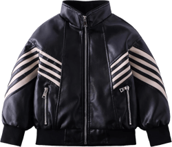 Kids PU Leather Flight Bomber Aviator Jackets Boys Motorcycle Biker Leather Jackets Coat For 3-14Years 4-5T Black