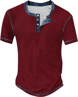 Yellow Shirt Men Shirts for Men Graphic Tees Men's Color Block Printed Short Sleeve Henley Shirts Button Up Lightweight T-Shirts Summer Workout Leisure (Z1-Red, S)
