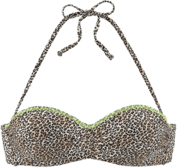 LASCANA Women's Leopard Bandeau Bikini Top Leopard Spot Leopard Brown 32A