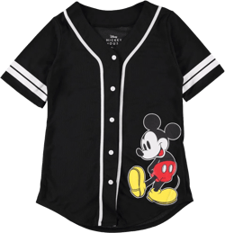 Ladies Mickey Mouse Fashion Shirt - Mickey & Minnie Mouse Baseball Jersey - Disney Mickey Mouse Button Down Baseball Jersey (Black Baseball, X-Large)