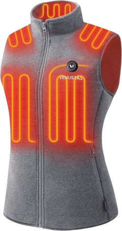 Venustas Women's Fleece Heated Vest with Battery, Lightweight Electric Heated Coat 3X-Large Grey