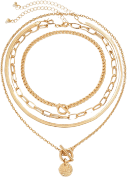 Layered Gold Necklaces Stack for Women,Chunky Gold Necklace Herringbone Paperclip Chain Necklace Pendant Dainty Cuban Chain Toggle Clasp Jewelry Gifts A Retro Coin Medallion