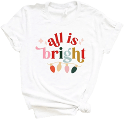 Simply Sage Market Women's All Is Bright Christmas Lights Short Sleeve Graphic Tee - M - White
