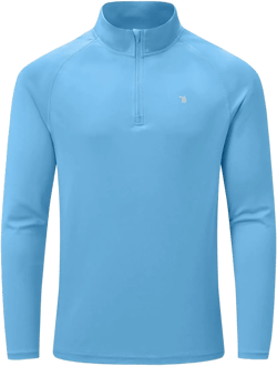 BASUDAM Men's Workout Shirts Quick Dry UPF 50+ Sun Protection Long Sleeve Quarter Zip Pullover Athletic T-Shirts XX-Large Medium Blue
