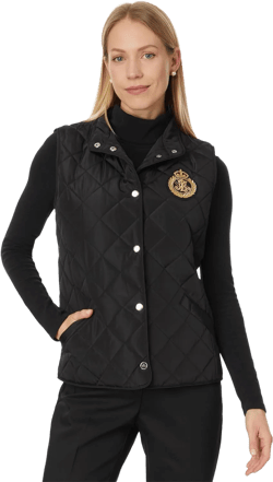 Lauren Ralph Lauren Women's Recycled Quilt Vest W Crest 23" X-Large Black