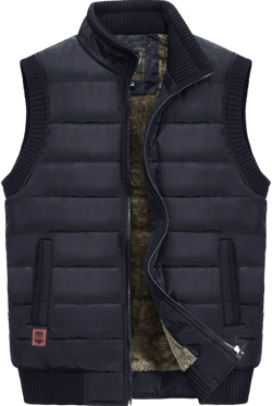 XinYangNi Men's Winter Warm Outdoor Padded Puffer Vest Thick Fleece Lined Sleeveless Jacket