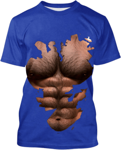 Muscle Tee Shirts for Men Fake Abs T Shirt Ugly Funny Short Sleeve 3D Graphic Tees Casual Slim Fit Summer Tops 5X-Large Blue-e