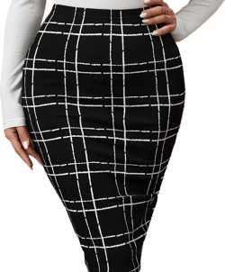Plaid Print Slim Skirt, Versatile High Waist Pencil Skirt For Women