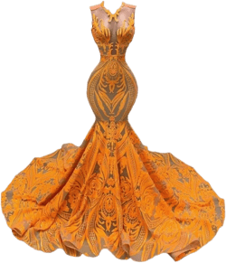 Datangep Women Long Sleeves Sequins Mermaid Evening Dresses Formal Party Prom Gowns Bride Bridesmaid Dresses 26 Plus W Orange