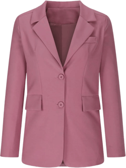 Plain Color Suit Blazers for Women Business Casual Fall Coats Office Attire Blazer Jackets with Shoulder Pad B01-hot Pink Large