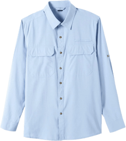 Outdoor Ventures Men's UPF 50+ UV Sun Protection Shirt, Long Sleeve Hiking Fishing Shirt Cooling Quick Dry for Safari Travel Light Blue 3X-Large