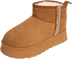 Platform Mini Boot For Women Short Ankle Boot Warm Fur Fleece Lined Winter Boots With Memory Foam Insole For Outdoor Indoor