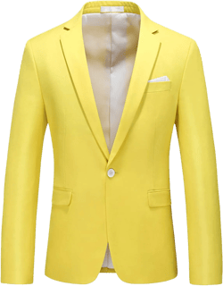 Men's Slim Fit Double Breasted Jacket Slim Fit Business Daily Prom Blazer Peak Lapel Groom Wedding Party Suit Coat 3X-Large Yellow