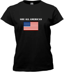 SHE ALL AMERICAN Black Short Sleeve Tee Ultra Cotton – Motivational Tee