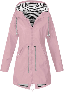Generic Womens Rain Coat Waterproof Dressy Zip Up Rain Jacket with Pockets Button Fall Raincoat Windbreaker with Hood 04-pink Medium