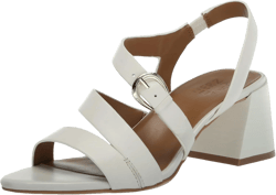 Naturalizer Women's Veva Strappy Chunky Heel Sandal Warm White Leather 8 Wide