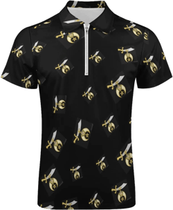 Shriner Logo Casual Polo Shirts for Men Slim Fit Short Sleeve T-shirt Half Zip-up Golf Tees Tops Small