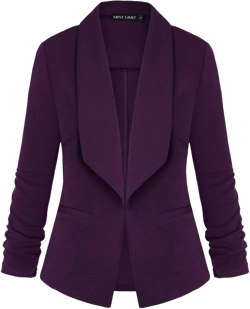Unifizz Women's 3/4 Sleeve Blazer Lightweight Casual Cardigan Jacket Work Office Blazers with Pockets X-Large Purple