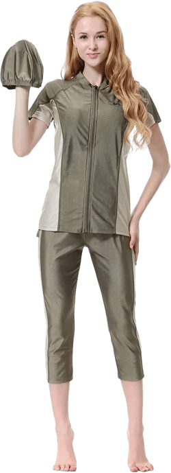 Women Modest Swimwear ​Muslim Burkini Swimsuits Hijab Islamic ​Bathing Suit UV Protection Rash Guard Surfing Sets at Amazon Women’s Clothing store
