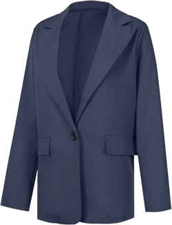 Women Lapel Work Office Blazers Long Sleeve Business Suit Jackets Casual Double Breasted Blazer Coat with Pocket 4X-Large Navy