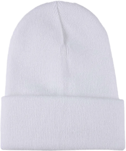 Women's Ribbed Knit Hat with Brim Trendy Warm Oversized Chunky Soft Slouchy Knit Hat with Visor Brim One Size White