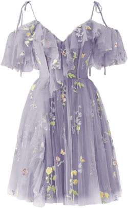 Fivsole Teens' Flower Embroidery Short Homecoming Dress Tulle Cold Shoulder Mini Formal Cocktail Evening Party Floral Gowns