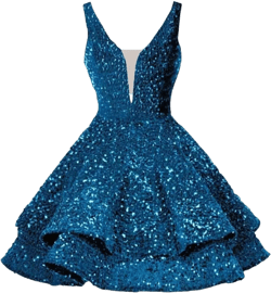 Women’s Sparkly V-Neck Tiered Sequin Homecoming Dresses for Teens 2024 A Line Short Prom Party Dress VS082 10 Ocean Blue