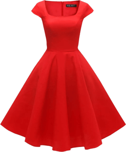 PUKAVT Women's Cocktail Party Dress Cap Sleeve 1950 Retro Swing Dress with Pockets 3X-Large Red