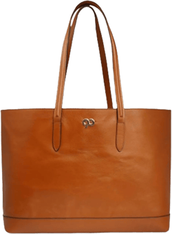 Malti Classic Tan Genuine Leather Tote Bag for Women | Large Shoulder Bag | Handmade Real Leather Handbag with Snap Closure by Dharavi Market
