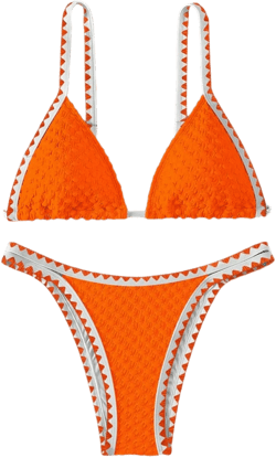 SHENHE Women's Triangle Bikini 2 Piece Swimsuit Tie Back High Cut Sexy Bathing Suit Orange Small